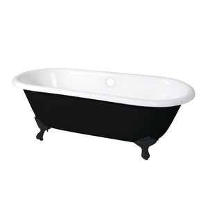Aqua Eden VBTND663013NB0 66-Inch Cast Iron Double Ended Clawfoot Tub (No Faucet Drillings), White/Matte Black