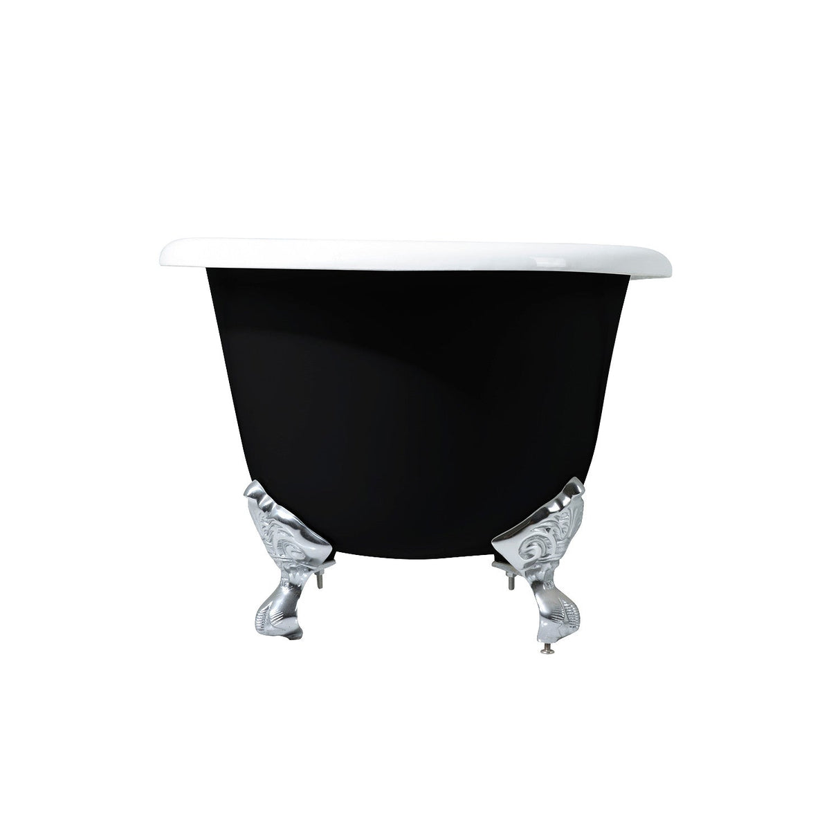 Aqua Eden VBTND663013NB1 66-Inch Cast Iron Double Ended Clawfoot Tub (No Faucet Drillings), Black/White/Polished Chrome