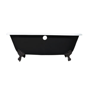 Aqua Eden VBTND663013NB5 66-Inch Cast Iron Double Ended Clawfoot Tub (No Faucet Drillings), Black/White/Oil Rubbed Bronze