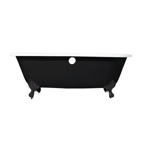 Aqua Eden VBTND663013NB5 66-Inch Cast Iron Double Ended Clawfoot Tub (No Faucet Drillings), Black/White/Oil Rubbed Bronze