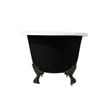 Aqua Eden VBTND663013NB5 66-Inch Cast Iron Double Ended Clawfoot Tub (No Faucet Drillings), Black/White/Oil Rubbed Bronze
