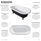 Aqua Eden VBTND663013NB5 66-Inch Cast Iron Double Ended Clawfoot Tub (No Faucet Drillings), Black/White/Oil Rubbed Bronze