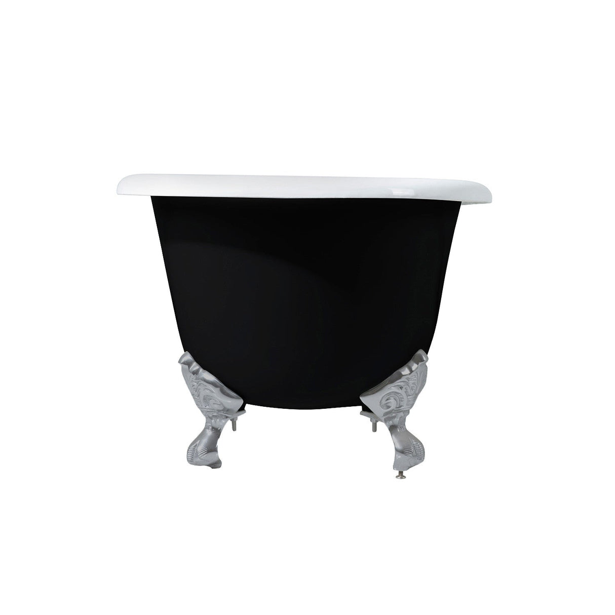 Aqua Eden VBTND663013NB8 66-Inch Cast Iron Double Ended Clawfoot Tub (No Faucet Drillings), Black/White/Brushed Nickel