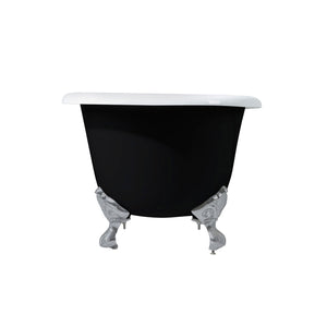 Aqua Eden VBTND663013NB8 66-Inch Cast Iron Double Ended Clawfoot Tub (No Faucet Drillings), Black/White/Brushed Nickel