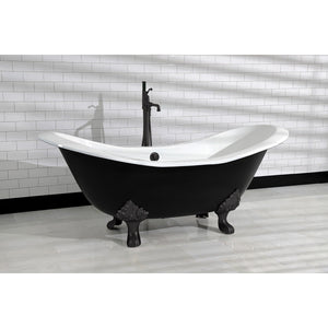 Aqua Eden VBTND7231NC0 72-Inch Cast Iron Double Slipper Clawfoot Tub (No Faucet Drillings), White/Matte Black