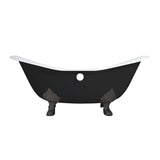 Aqua Eden VBTND7231NC5 72-Inch Cast Iron Double Slipper Clawfoot Tub (No Faucet Drillings), Black/White/Oil Rubbed Bronze