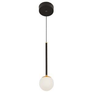 VONN Capri VCP2101BL 5" 1-Light Integrated LED ETL Certified Height Adjustable Pendant, with Glass Shade, Black