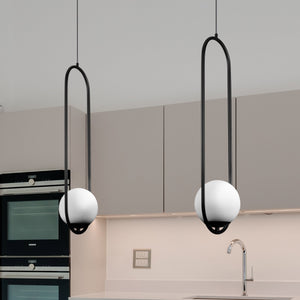 VONN Capri VCP2105BL 7" Integrated LED ETL Certified Height Adjustable Pendant with Glass Shade in Black