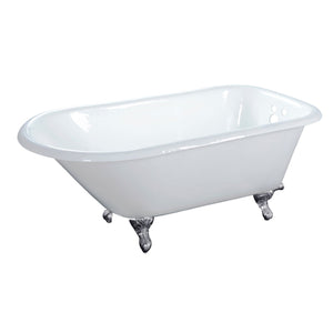 Aqua Eden VCT3D483018NT1 48-Inch Cast Iron Roll Top Clawfoot Tub with 3-3/8 Inch Wall Drillings, White/Polished Chrome