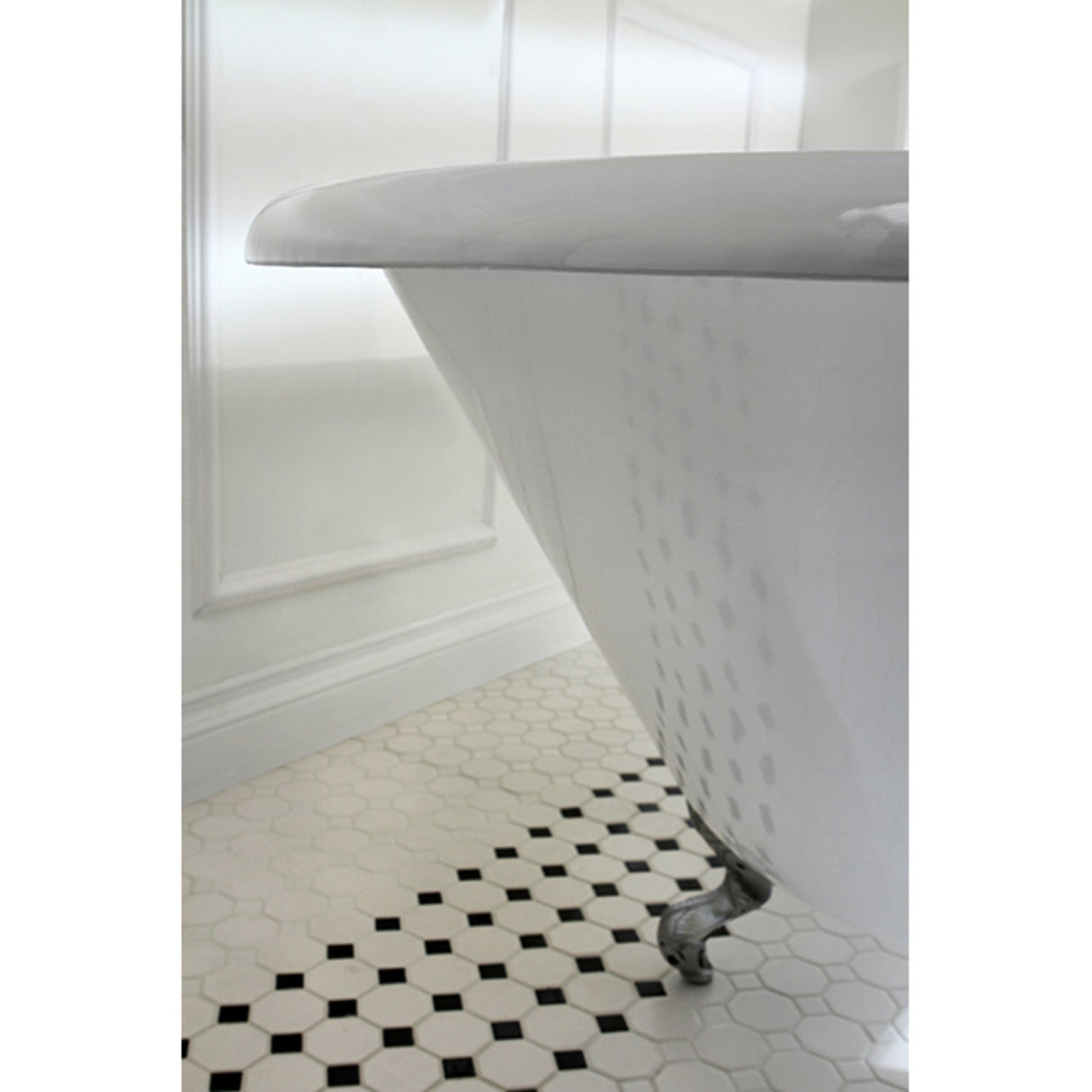 Aqua Eden VCT3D483018NT1 48-Inch Cast Iron Roll Top Clawfoot Tub with 3-3/8 Inch Wall Drillings, White/Polished Chrome