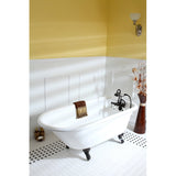 Aqua Eden VCT3D483018NT5 48-Inch Cast Iron Roll Top Clawfoot Tub with 3-3/8 Inch Wall Drillings, White/Oil Rubbed Bronze