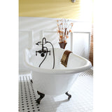 Aqua Eden VCT3D483018NT5 48-Inch Cast Iron Roll Top Clawfoot Tub with 3-3/8 Inch Wall Drillings, White/Oil Rubbed Bronze