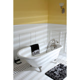 Aqua Eden VCT3D483018NT8 48-Inch Cast Iron Roll Top Clawfoot Tub with 3-3/8 Inch Wall Drillings, White/Brushed Nickel