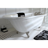Aqua Eden VCT3D483018NT8 48-Inch Cast Iron Roll Top Clawfoot Tub with 3-3/8 Inch Wall Drillings, White/Brushed Nickel