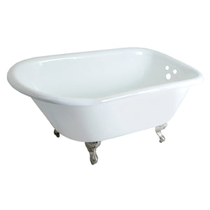 Aqua Eden VCT3D483018NT8 48-Inch Cast Iron Roll Top Clawfoot Tub with 3-3/8 Inch Wall Drillings, White/Brushed Nickel