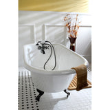 Aqua Eden VCT3D543019NT0 54-Inch Cast Iron Roll Top Clawfoot Tub with 3-3/8 Inch Wall Drillings, White/Matte Black
