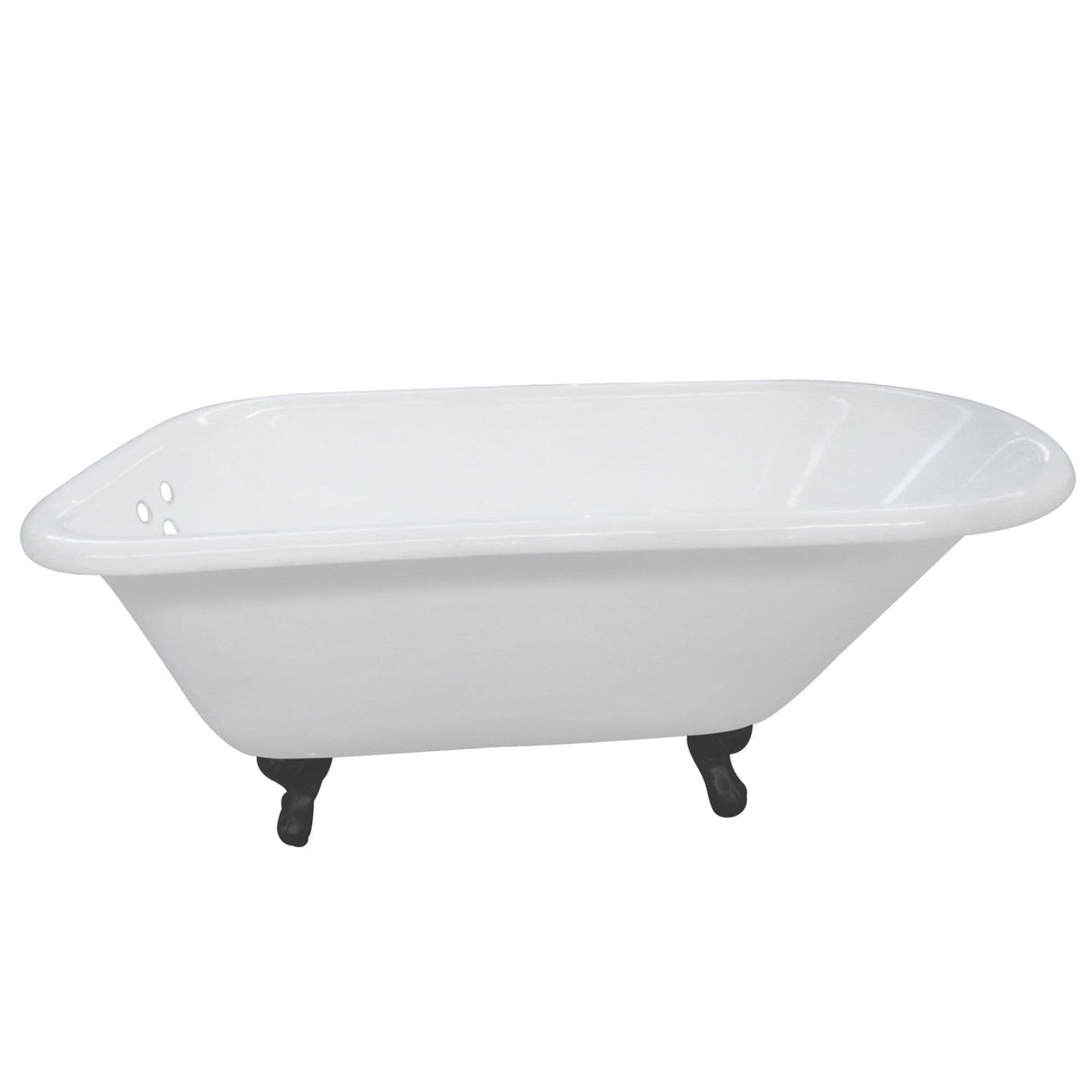 Aqua Eden VCT3D543019NT0 54-Inch Cast Iron Roll Top Clawfoot Tub with 3-3/8 Inch Wall Drillings, White/Matte Black