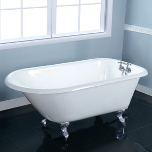 Aqua Eden VCT3D543019NT1 54-Inch Cast Iron Roll Top Clawfoot Tub with 3-3/8 Inch Wall Drillings, White/Polished Chrome