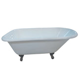Aqua Eden VCT3D543019NT5 54-Inch Cast Iron Roll Top Clawfoot Tub with 3-3/8 Inch Wall Drillings, White/Oil Rubbed Bronze
