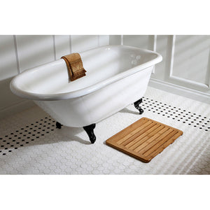Aqua Eden VCT3D603019NT0 60-Inch Cast Iron Roll Top Clawfoot Tub with 3-3/8 Inch Wall Drillings, White/Matte Black