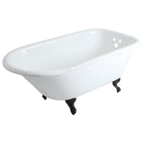 Aqua Eden VCT3D603019NT0 60-Inch Cast Iron Roll Top Clawfoot Tub with 3-3/8 Inch Wall Drillings, White/Matte Black