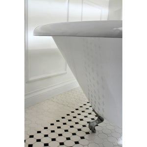 Aqua Eden VCT3D603019NT1 60-Inch Cast Iron Roll Top Clawfoot Tub with 3-3/8 Inch Wall Drillings, White/Polished Chrome