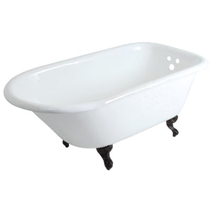 Aqua Eden VCT3D663019NT0 66-Inch Cast Iron Roll Top Clawfoot Tub with 3-3/8 Inch Wall Drillings, White/Matte Black