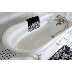 Aqua Eden VCT3D663019NT8 66-Inch Cast Iron Roll Top Clawfoot Tub with 3-3/8 Inch Wall Drillings, White/Brushed Nickel