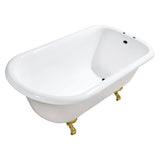 Aqua Eden VCT7D483117W7 48-Inch Cast Iron Roll Top Clawfoot Tub with 7-Inch Faucet Drillings, White/Brushed Brass