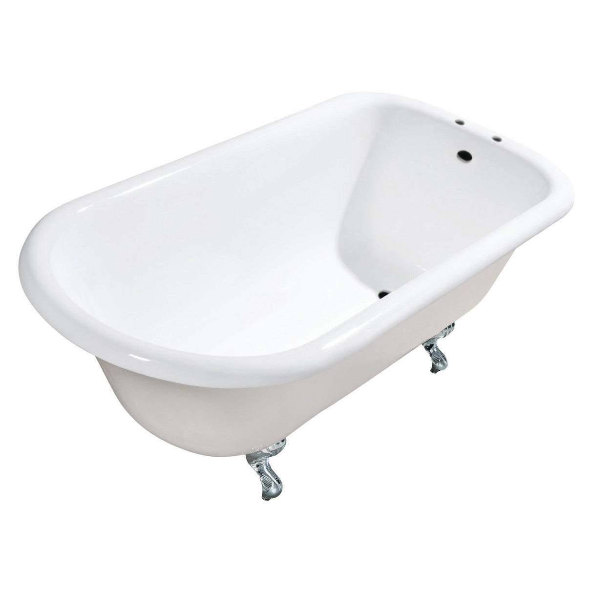 Aqua Eden VCT7D543019W1 54-Inch Cast Iron Roll Top Clawfoot Tub with 7-Inch Faucet Drillings, White/Polished Chrome