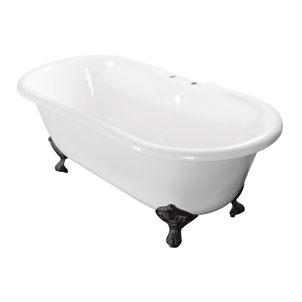 Aqua Eden VCT7D603017NB0 60-Inch Cast Iron Double Ended Clawfoot Tub with 7-Inch Faucet Drillings, White/Matte Black