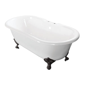 Aqua Eden VCT7D603017NB0 60-Inch Cast Iron Double Ended Clawfoot Tub with 7-Inch Faucet Drillings, White/Matte Black
