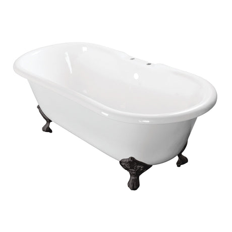 Aqua Eden VCT7D603017NB0 60-Inch Cast Iron Double Ended Clawfoot Tub with 7-Inch Faucet Drillings, White/Matte Black
