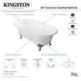 Aqua Eden VCT7D603017NB1 60-Inch Cast Iron Double Ended Clawfoot Tub with 7-Inch Faucet Drillings, White/Polished Chrome