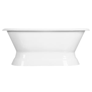 Aqua Eden VCT7D603024 60-Inch Cast Iron Double Ended Pedestal Tub with 7-Inch Faucet Drillings, White