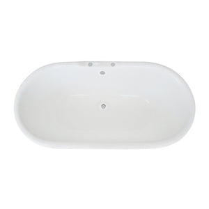 Aqua Eden VCT7D603024 60-Inch Cast Iron Double Ended Pedestal Tub with 7-Inch Faucet Drillings, White