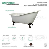 Aqua Eden VCT7D653129B5 61-Inch Cast Iron Single Slipper Clawfoot Tub with 7-Inch Faucet Drillings, White/Oil Rubbed Bronze