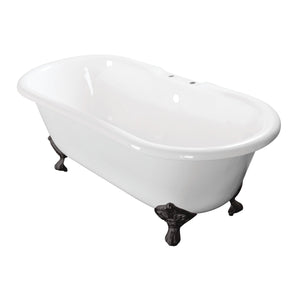 Aqua Eden VCT7D663013NB0 66-Inch Cast Iron Double Ended Clawfoot Tub with 7-Inch Faucet Drillings, White/Matte Black