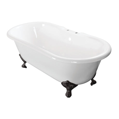Aqua Eden VCT7D663013NB0 66-Inch Cast Iron Double Ended Clawfoot Tub with 7-Inch Faucet Drillings, White/Matte Black