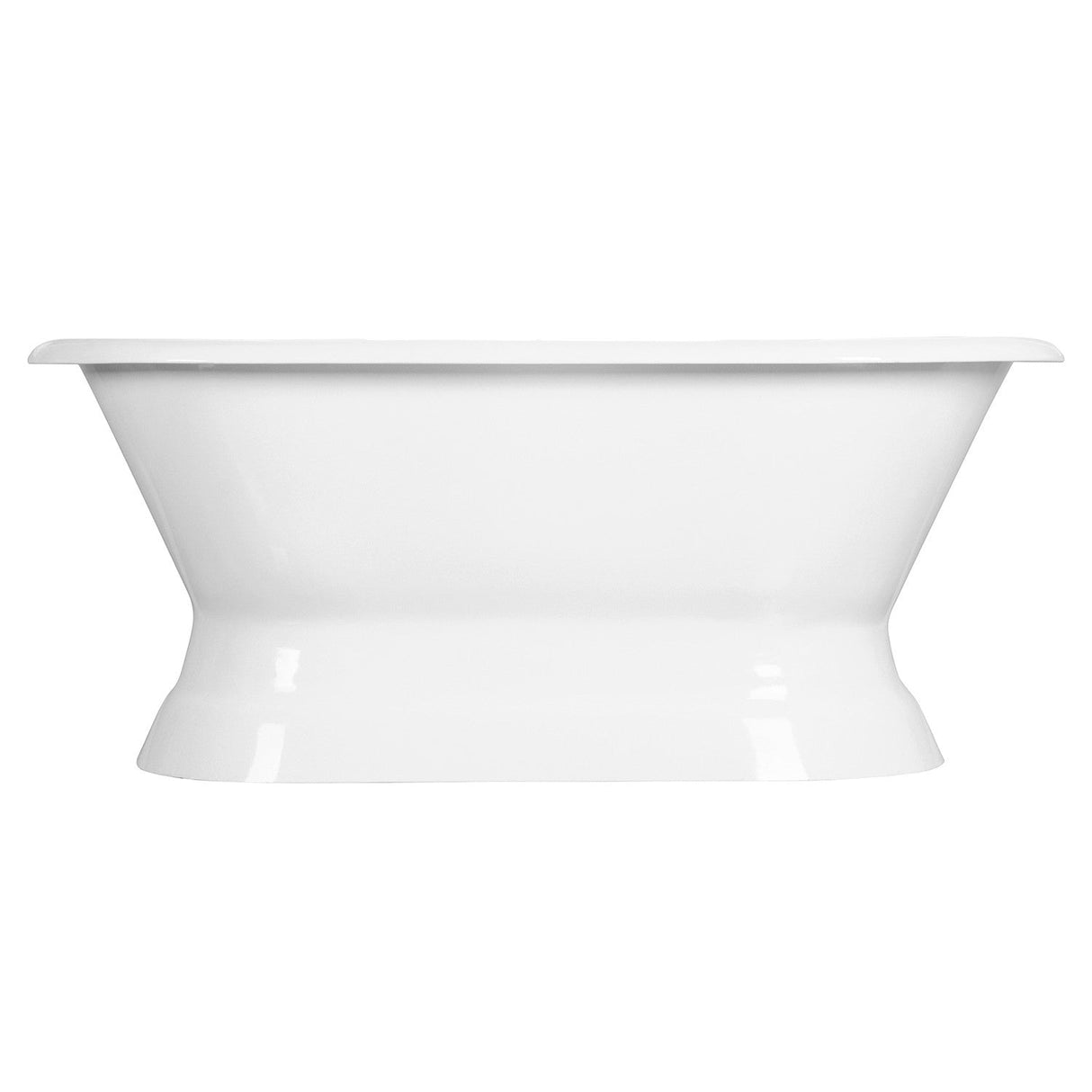 Aqua Eden VCT7D663024 66-Inch Cast Iron Double Ended Pedestal Tub with 7-Inch Faucet Drillings, White