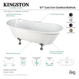 Aqua Eden VCT7D6728NH0 67-Inch Cast Iron Double Slipper Clawfoot Tub with 7-Inch Faucet Drillings, White/Matte Black