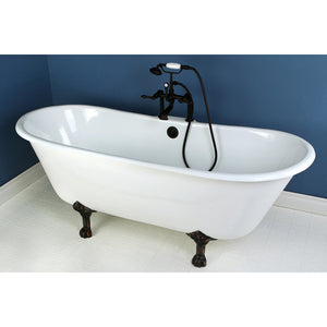 Aqua Eden VCT7D6728NH5 67-Inch Cast Iron Double Slipper Clawfoot Tub with 7-Inch Faucet Drillings, White/Oil Rubbed Bronze