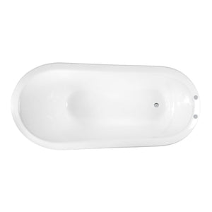 Aqua Eden VCT7D673122ZB1 67-Inch Cast Iron Single Slipper Clawfoot Tub with 7-Inch Faucet Drillings, White/Polished Chrome