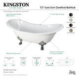 Aqua Eden VCT7D7231NC0 72-Inch Cast Iron Double Slipper Clawfoot Tub with 7-Inch Faucet Drillings, White/Matte Black