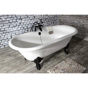 Aqua Eden VCT7DE7232NL0 72-Inch Cast Iron Double Ended Clawfoot Tub with 7-Inch Faucet Drillings, White/Matte Black