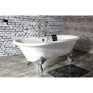 Aqua Eden VCT7DE7232NL1 72-Inch Cast Iron Double Ended Clawfoot Tub with 7-Inch Faucet Drillings, White/Polished Chrome
