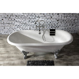 Aqua Eden VCT7DE7232NL1 72-Inch Cast Iron Double Ended Clawfoot Tub with 7-Inch Faucet Drillings, White/Polished Chrome