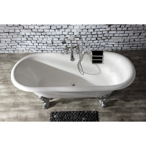 Aqua Eden VCT7DE7232NL1 72-Inch Cast Iron Double Ended Clawfoot Tub with 7-Inch Faucet Drillings, White/Polished Chrome