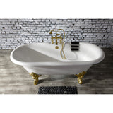 Aqua Eden VCT7DE7232NL2 72-Inch Cast Iron Double Ended Clawfoot Tub with 7-Inch Faucet Drillings, White/Polished Brass