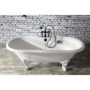 Aqua Eden VCT7DE7232NLW 72-Inch Cast Iron Double Ended Clawfoot Tub with 7-Inch Faucet Drillings, White